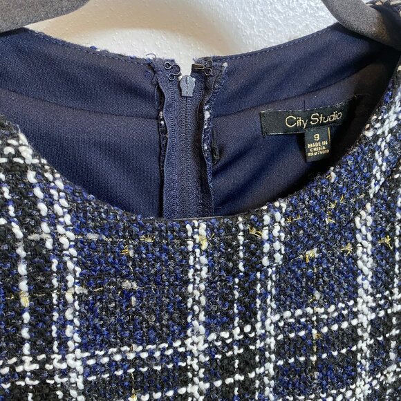 NWT tweed style dress size 9 navy black new - Picture 3 of 8